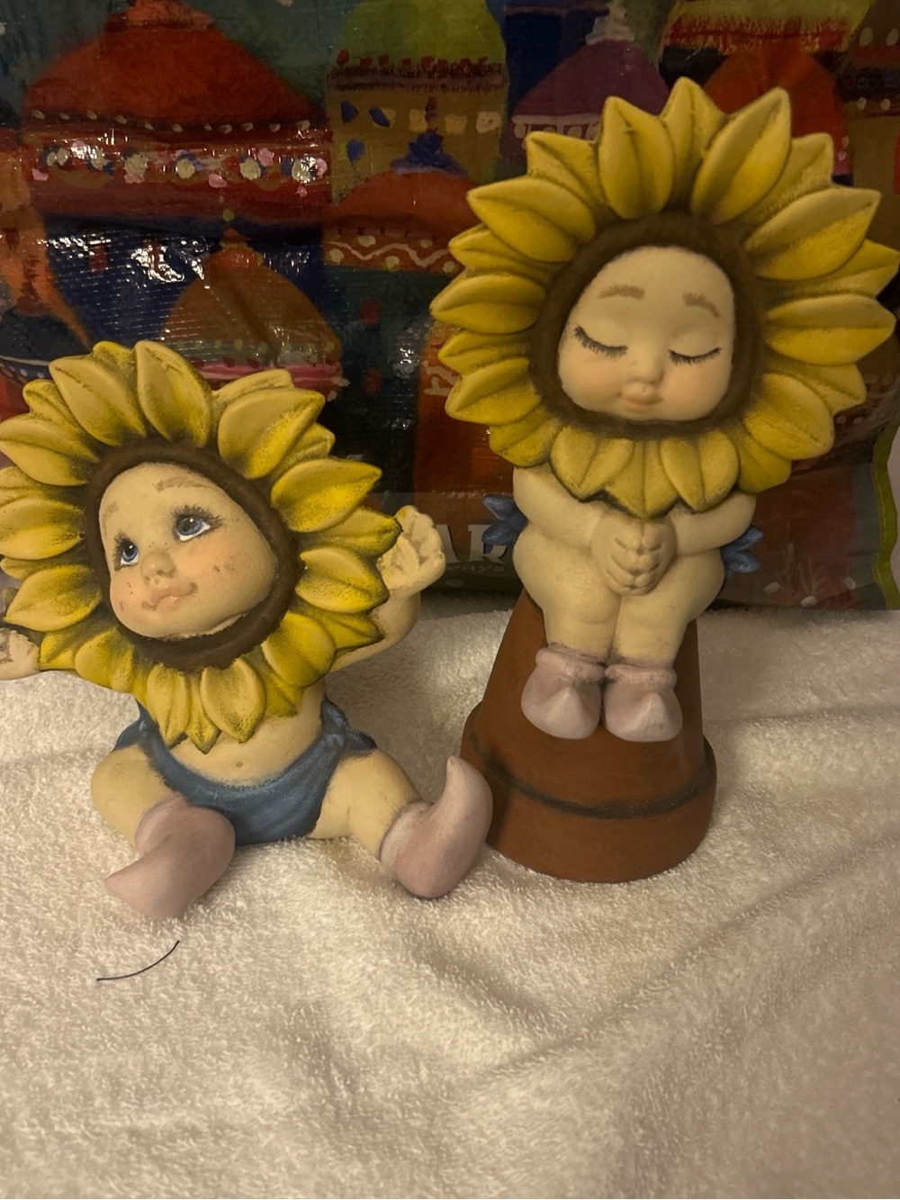 Sunflower Baby Figurine Duo - Yellow Home Accent Set